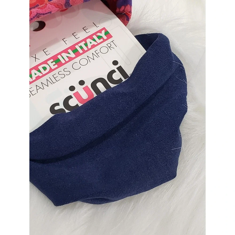 Scunci Luxe Feel Seamless Comfort Ponytailers Made Italy 2 PC navy boho hippie